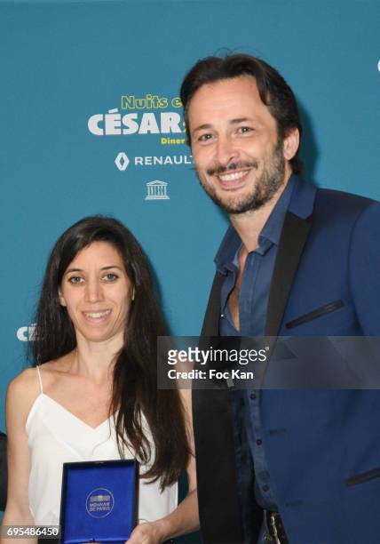 Luz Olivares Capelle and Michael Cohen attend 'Les Nuits en Or 2017' Dinner Gala - Photocall at UNESCO on June 12, 2017 in Paris, France.