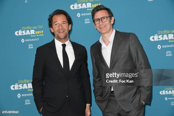 Stephane de Groodt and Michel Hazanavicius attend 'Les Nuits en Or 2017' Dinner Gala - Photocall at UNESCO on June 12, 2017 in Paris, France.