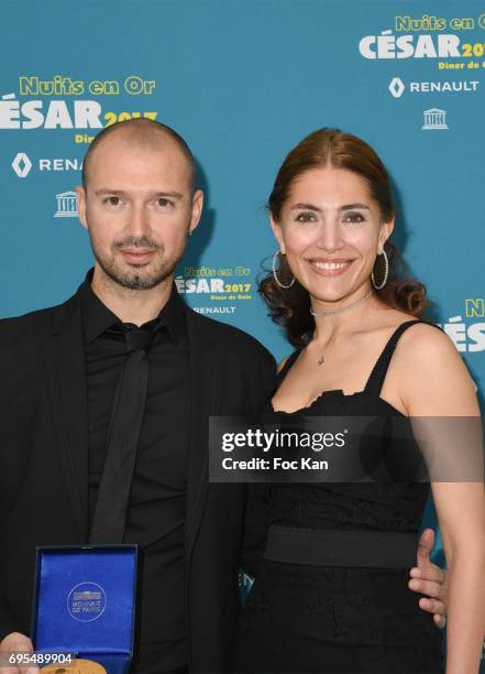 Caterina Murino and Alessandro Capitani attend 'Les Nuits en Or 2017' Dinner Gala - Photocall at UNESCO on June 12, 2017 in Paris, France.