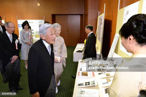 Emperor Akihito and Empress Michiko attend the 107th Japan Academy Award Ceremony at the Japan Academy headquarters on June 12, 2017 in Tokyo, Japan.