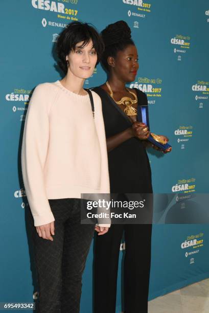 Clotilde Hesme and Alice Diop attend 'Les Nuits en Or 2017' Dinner Gala - Photocall at UNESCO on June 12, 2017 in Paris, France.