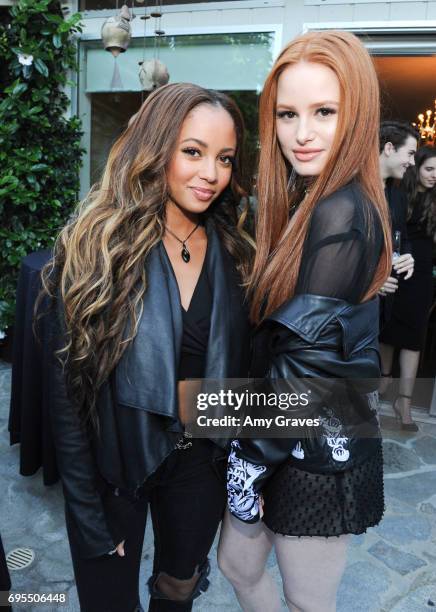 Vanessa Morgan and Madelaine Petsch attend the Popular X Wildfox Cover Launch Event For Madelaine Petsch in Los Angeles on June 12, 2017 in Los...