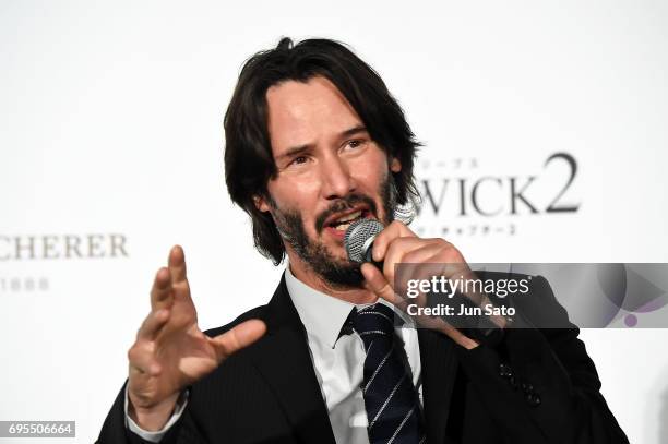 Keanu Reeves attends the Japan premiere of 'John Wick: Chapter 2' at Roppongi Hills on June 13, 2017 in Tokyo, Japan.