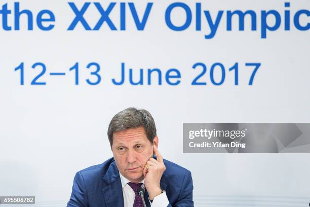 Coordination Commission Chair Alexander Zhukov attends the press conference of the 2nd meeting of the IOC Coordination Commission of the XXIV Olympic...