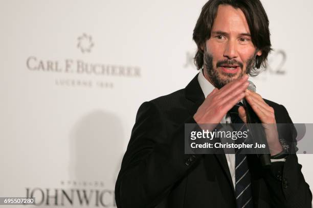 Keanu Reeves attends the Japan premiere of 'John Wick: Chapter 2' at Roppongi Hills on June 13, 2017 in Tokyo, Japan.