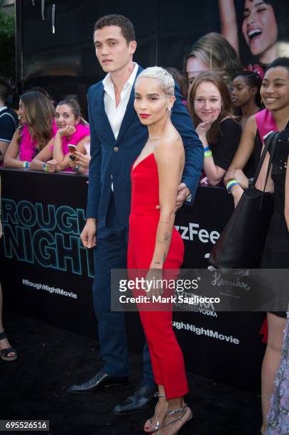 Karl Gusman and Zoe Kravitz attend the "Rough Night" New York Premiere at AMC Lowes Lincoln Square on June 12, 2017 in New York City.
