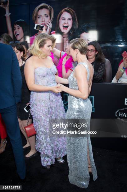 Jilliam Bell and Scarlett Johansson attend the "Rough Night" New York Premiere at AMC Lowes Lincoln Square on June 12, 2017 in New York City.