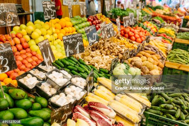 assorted fruits and vegetables at the farmer's market in vienna, austria - colorful fruit スト��ックフォトと画像