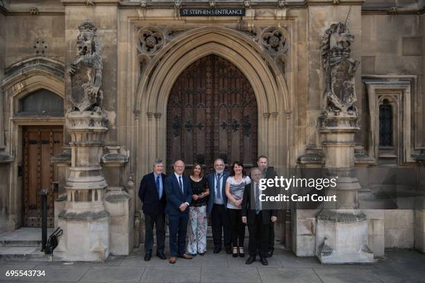 Newly elected Sinn Fein MPs Mickey Brady, Paul Maskey, Elisha McCallion, Francie Molloy, Michelle Gildernew, Barry McElduff and Chris Hazzard, pose...