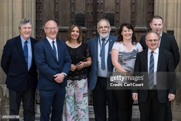 Newly elected Sinn Fein MPs Mickey Brady, Paul Maskey, Elisha McCallion, Francie Molloy, Michelle Gildernew, Barry McElduff and Chris Hazzard, pose...