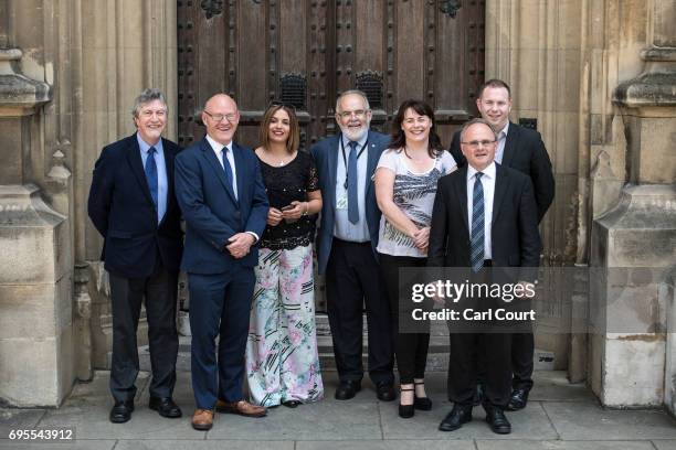 Newly elected Sinn Fein MPs Mickey Brady, Paul Maskey, Elisha McCallion, Francie Molloy, Michelle Gildernew, Barry McElduff and Chris Hazzard, pose...