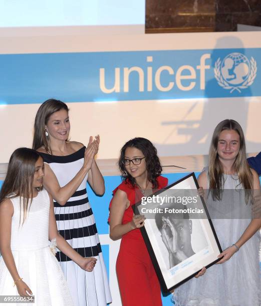 Queen Letizia of Spain attends the 2017 UNICEF Awards ceremony at the CSIC on June 13, 2017 in Madrid, Spain.