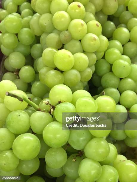 full frame of fresh white grapes (genus vitis) - witte druif stockfoto's en -beelden