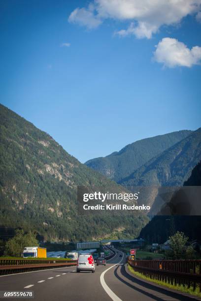 autostrada in italian mountains - autostrada stock pictures, royalty-free photos & images