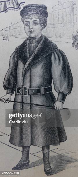 boy with fasionable clothing 19. jahrhundert - freundschaft stock illustrations