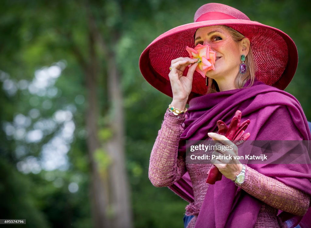 Queen Maxima Of The Netherlands Visits A Rosarium And Presents Their New Rose In Winschoten