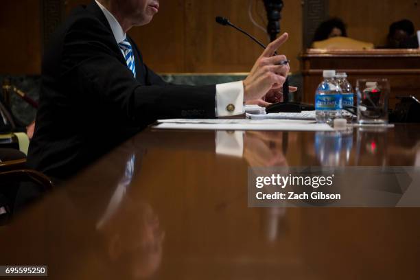 Deputy Attorney General Rod Rosenstein testifies during a Senate Commerce, Justice, Science, and Related Agencies Subcommittee hearing on the Justice...