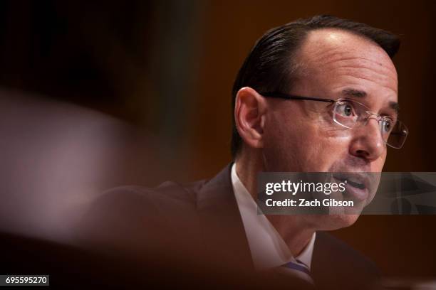 Deputy Attorney General Rod Rosenstein testifies during a Senate Commerce, Justice, Science, and Related Agencies Subcommittee hearing on the Justice...