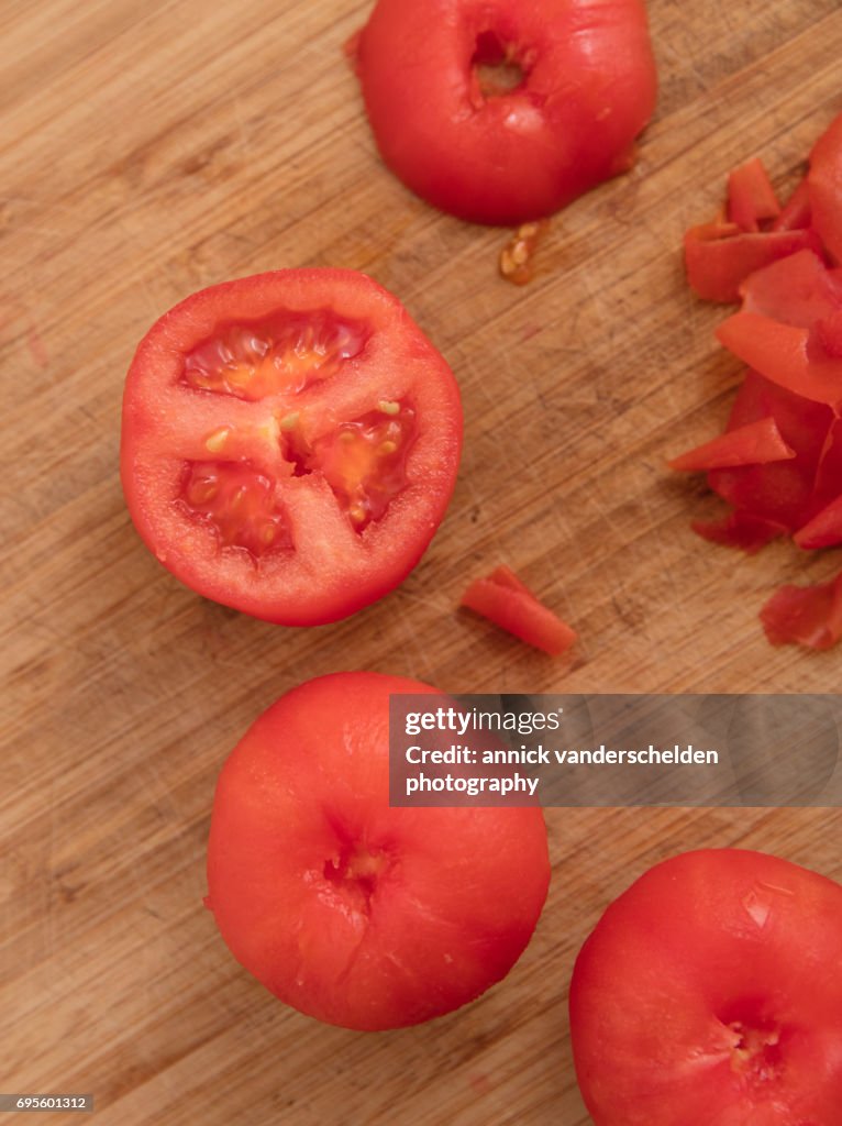 Peeled tomatoes.