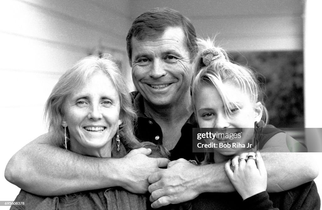Laughlin Family Portrait of American actor Tom Laughlin as he poses with his wife ...