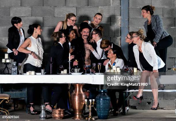 the modern last supper - warmes abendessen stock pictures, royalty-free photos & images