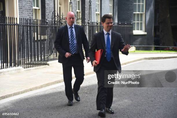 Secretary of State for Northern Ireland James Brokenshire departs Downing Street on June 13, 2017 in London, United Kingdom. The Prime Minister has...