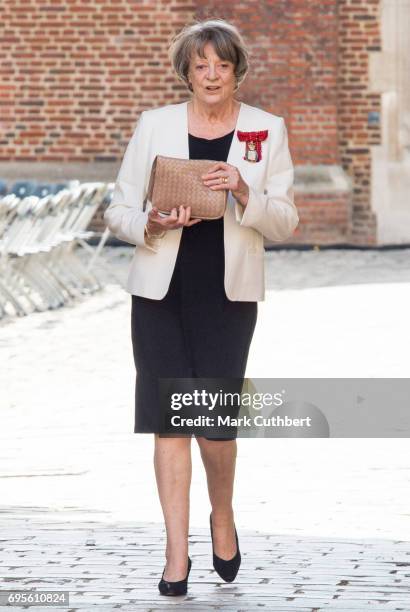 Maggie Smith attends Evensong in celebration of the centenary of the Order of the Companions of Honour at Hampton Court Palace on June 13, 2017 in...