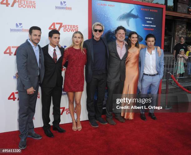 Cast Chris J. Johnson, Santiago Segura, Claire Holt, Matthew Modine, director Johannes Roberts, Mandy Moore and Yani Gellman arrive for the Premiere...