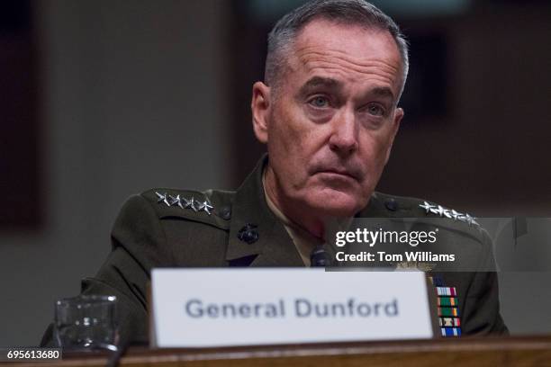 Chairman of the Joint Chiefs of Staff Gen. Joseph Dunford testifies before a Senate Armed Services Committee in Dirksen Building on the Defense...