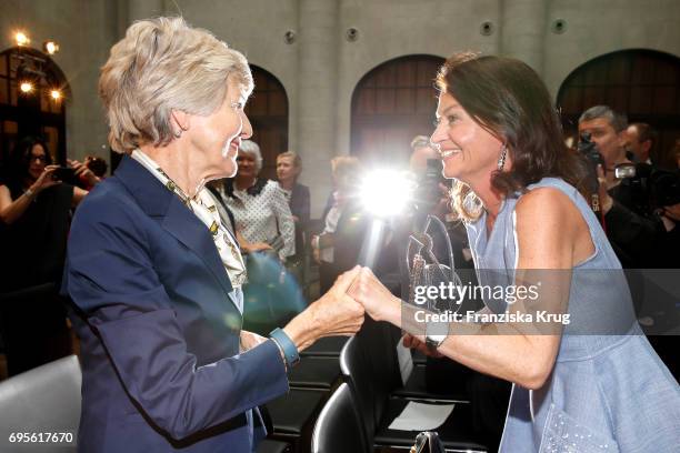 Friede Springer and Corinne Flick attend the Montblanc De La Culture Arts Patronage Award 2017 at Humboldt Carre on June 13, 2017 in Berlin, Germany.