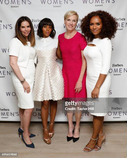 Moira Forbes, Kerry Washington, Cecile Richards, and Janet Mock attend the 2017 Forbes Women's Summit at Spring Studios on June 13, 2017 in New York...