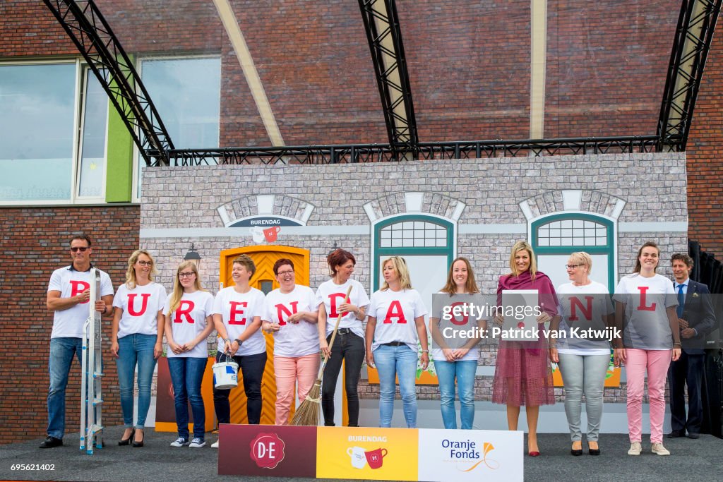Queen Maxima Of The Netherlands Gives Start Signal For Neighbours' Day In Nieuw-Buinen