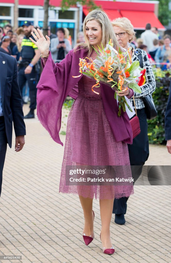 Queen Maxima Of The Netherlands Gives Start Signal For Neighbours' Day In Nieuw-Buinen