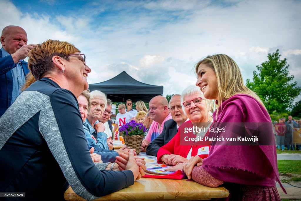 Queen Maxima Of The Netherlands Gives Start Signal For Neighbours' Day In Nieuw-Buinen