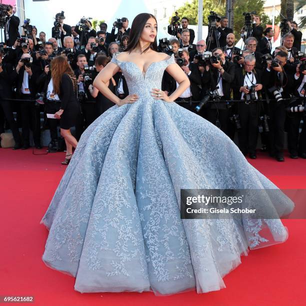 Aishwarya Rai Bachchan attends the "Okja" screening during the 70th annual Cannes Film Festival at Palais des Festivals on May 19, 2017 in Cannes,...