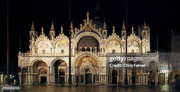 Nighttime view of the Plaza San Marco, Venice, Italy, May 9, 2017.