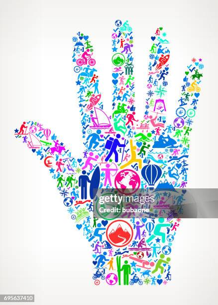 palm active lifestyle vector icon pattern - rodeo background stock illustrations