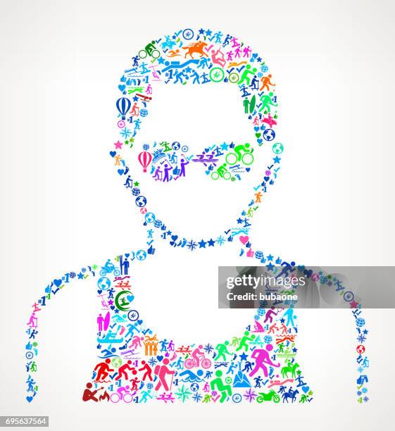 man's face portrait active lifestyle vector icon pattern - rodeo background stock illustrations