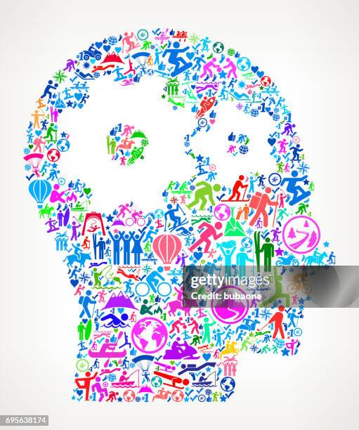 gears in the mind active lifestyle vector icon pattern - rodeo background stock illustrations
