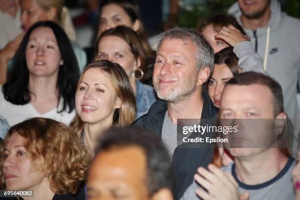 Polina Deripaska , chairperson of the Board of Directors at Forward Media Group Publishing House, and Russian businessman Roman Abramovich attend the...
