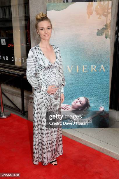 Actress Julia Stiles attends the launch event at The Halcyon Gallery on June 13, 2017 in London, England for new TV drama 'Riviera' which starts this...