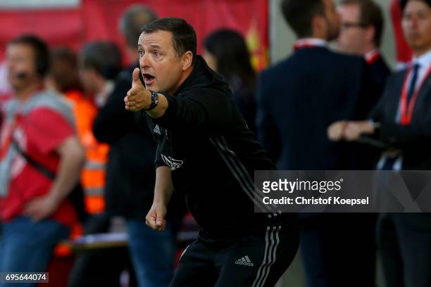 Head coach Ives Serneels of Belgium issues instructions during the Women's International Friendly match between Belgium and Japan at Stadium Den...