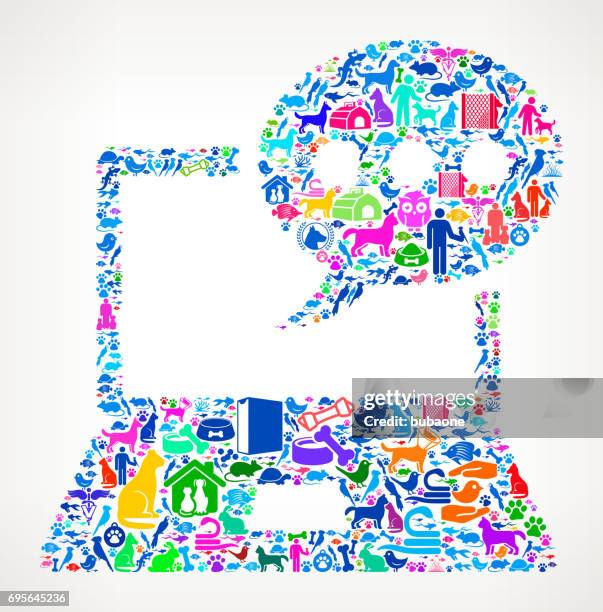 laptop communication pets and animals vector icon background - bunny tail vector stock illustrations
