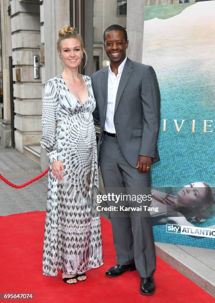 Julia Stiles and Adrian Lester attend the Riviera launch event at The Halcyon Gallery on June 13, 2017 in London, England.