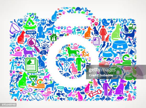 camera pets and animals vector icon background - multiple pets stock illustrations