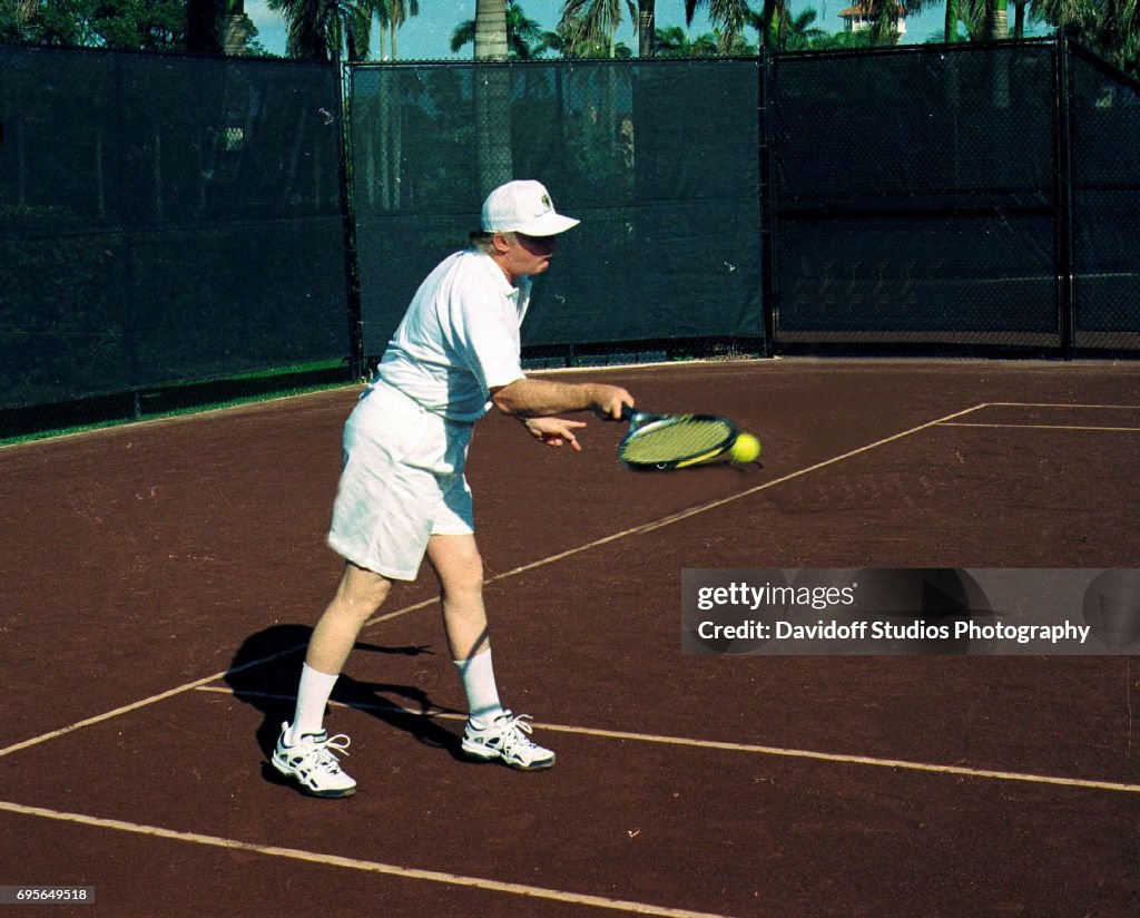 Donald Trump Plays Tennis At Mar-A-Lago