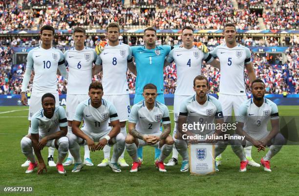 The England team line up prior to the International Friendly match between France and England at Stade de France on June 13, 2017 in Paris, France.