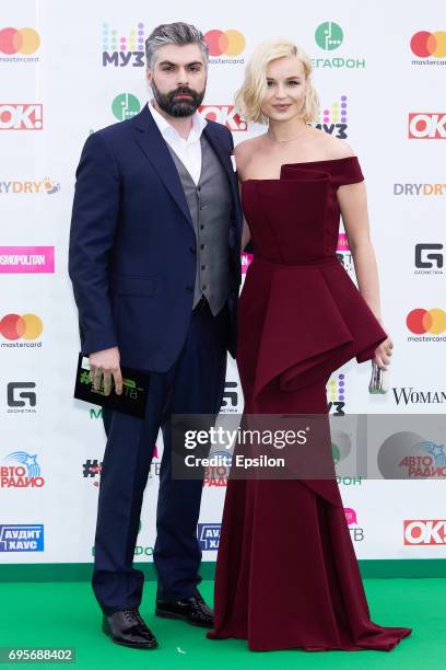 Dmitry Iskhakov and singer Polina Gagarina ahead of the 2017 Muz-TV Music Awards ceremony at Olimpiyskiy Stadium on June 9, 2017 in Moscow, Russia.