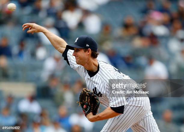 Bryan Mitchell of the New York Yankees in action against the Baltimore Orioles at Yankee Stadium on April 30, 2017 in the Bronx borough of New York...