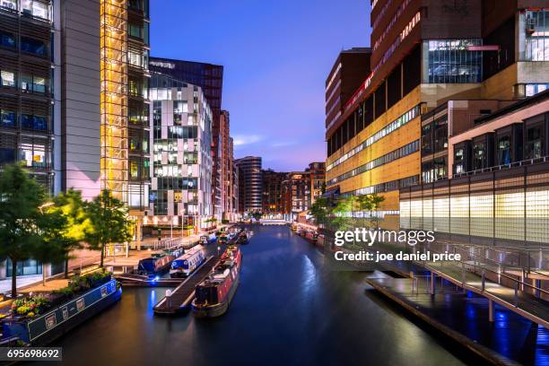 sunrise, paddington basin, paddington, london, england - paddington-londen stockfoto's en -beelden